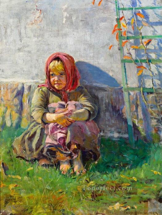 Niña en un jardín Nikolay Bogdanov Belsky Pintura al óleo